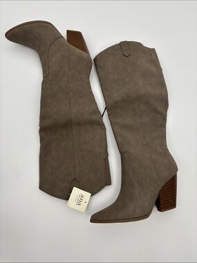 New a.n.a Taupe Suede Knee-High Boots, Size 7.5